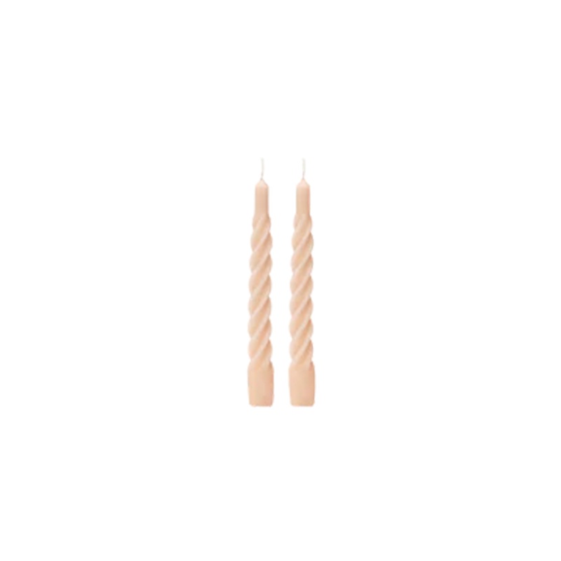 SET OF TWO TWISTED CANDLES NUDE