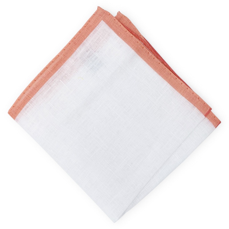 Borders: Linen Pocket Square – Coral