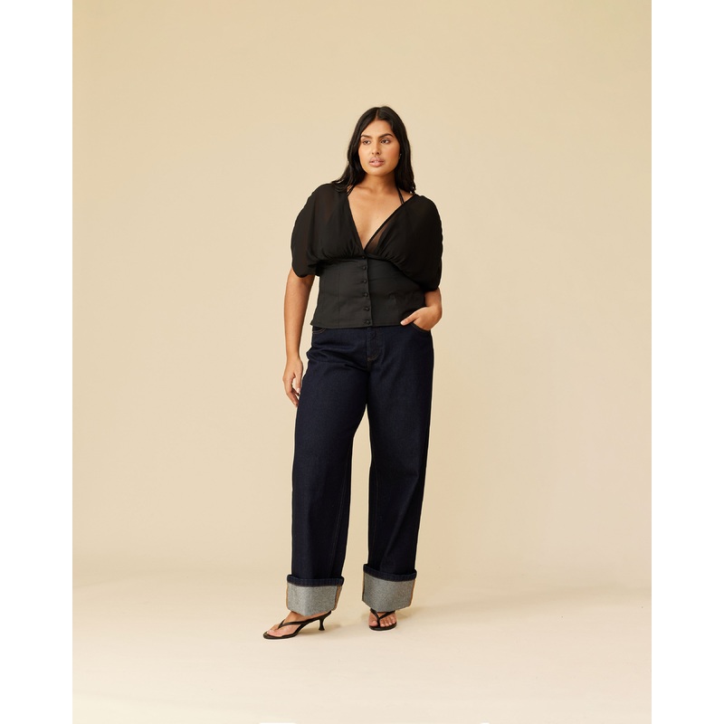 CAROLINA BLOUSE BLACK|4|6|8|10|12|14|16|18|20