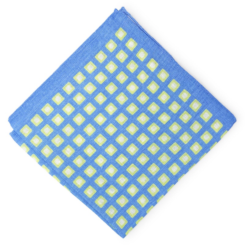Chicklets: Linen Pocket Square – Blue/Green