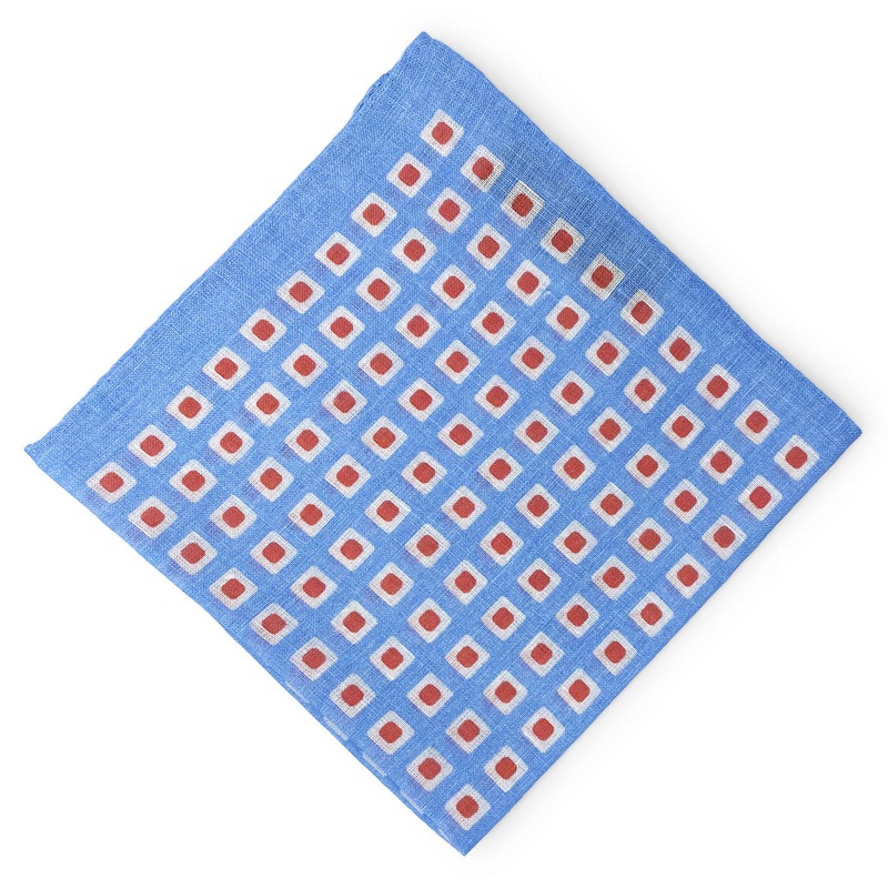 Chicklets: Linen Pocket Square – Blue/Red
