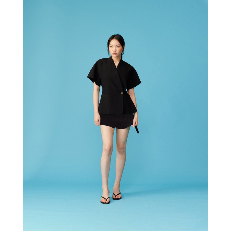 COCO SHORT SLEEVE BLAZER BLACK