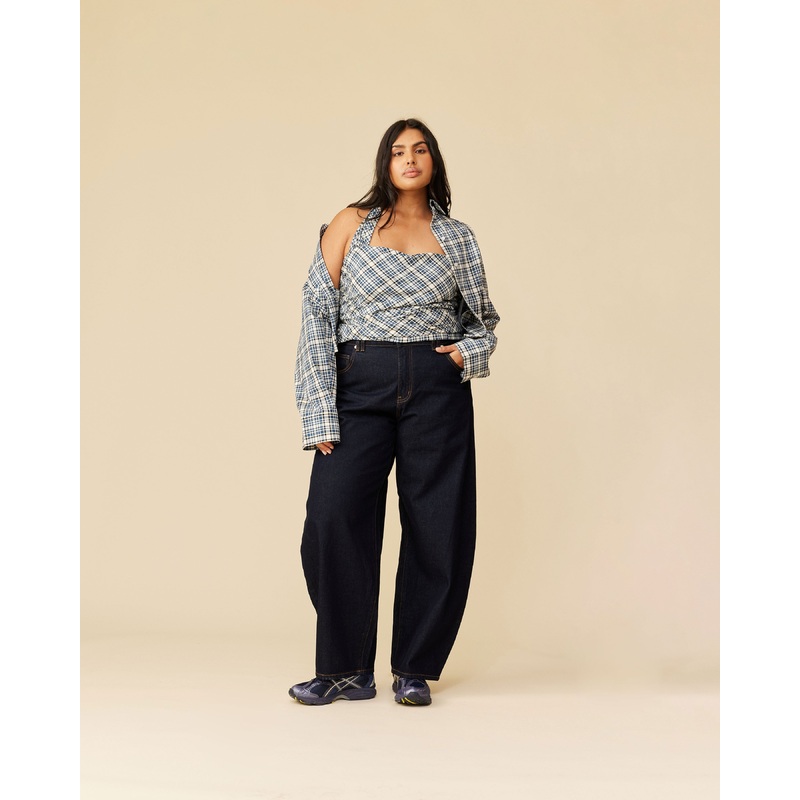 MARTI HALTER TOP NAVY CREAM TARTAN