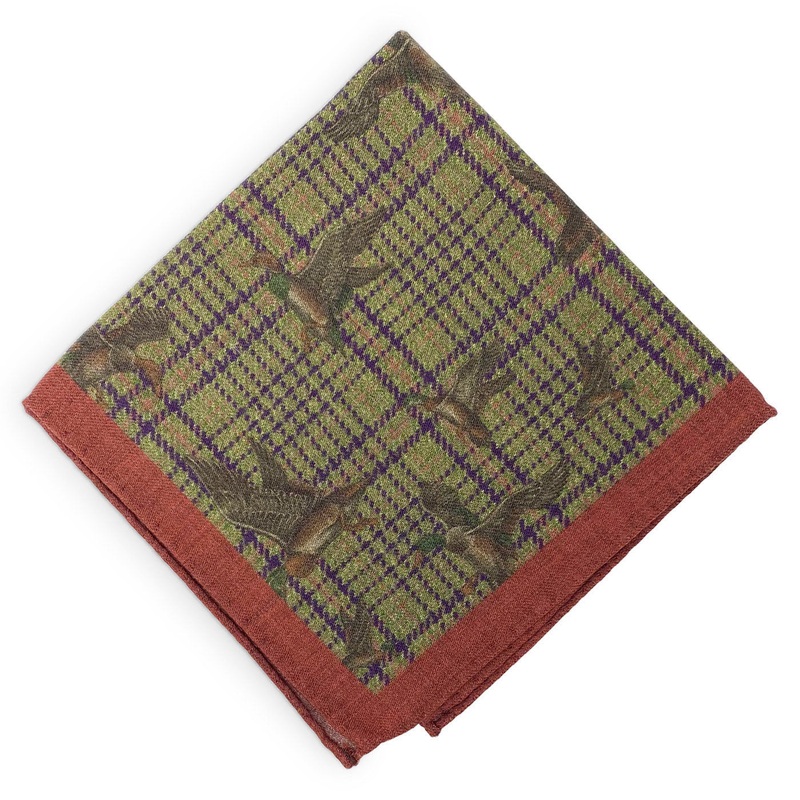 Pheasant Plaid: Wool Pocket Square – Red
