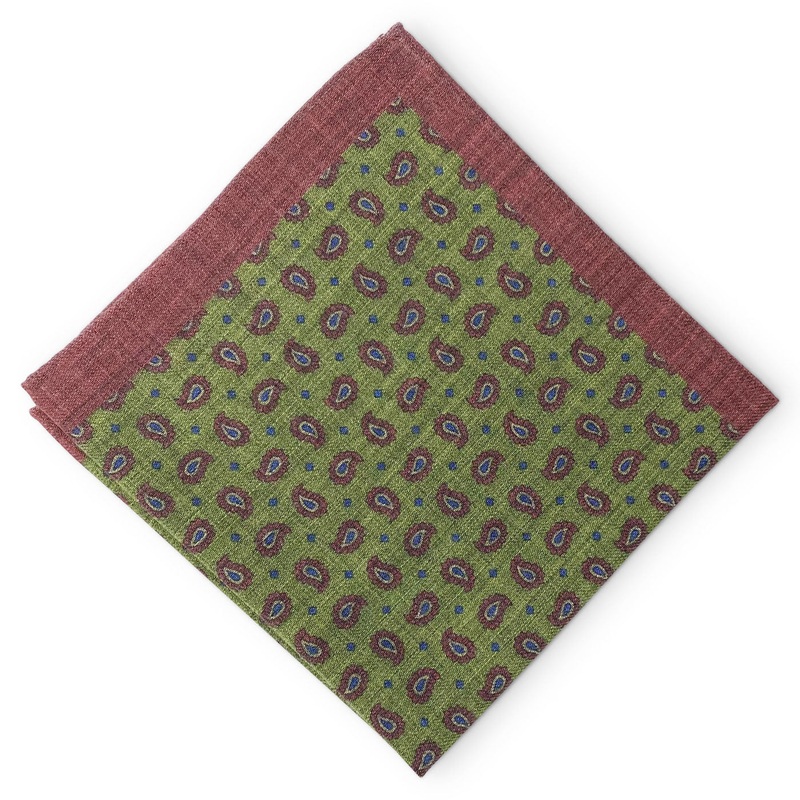 Pines: Silk/Wool Pocket Square – Red