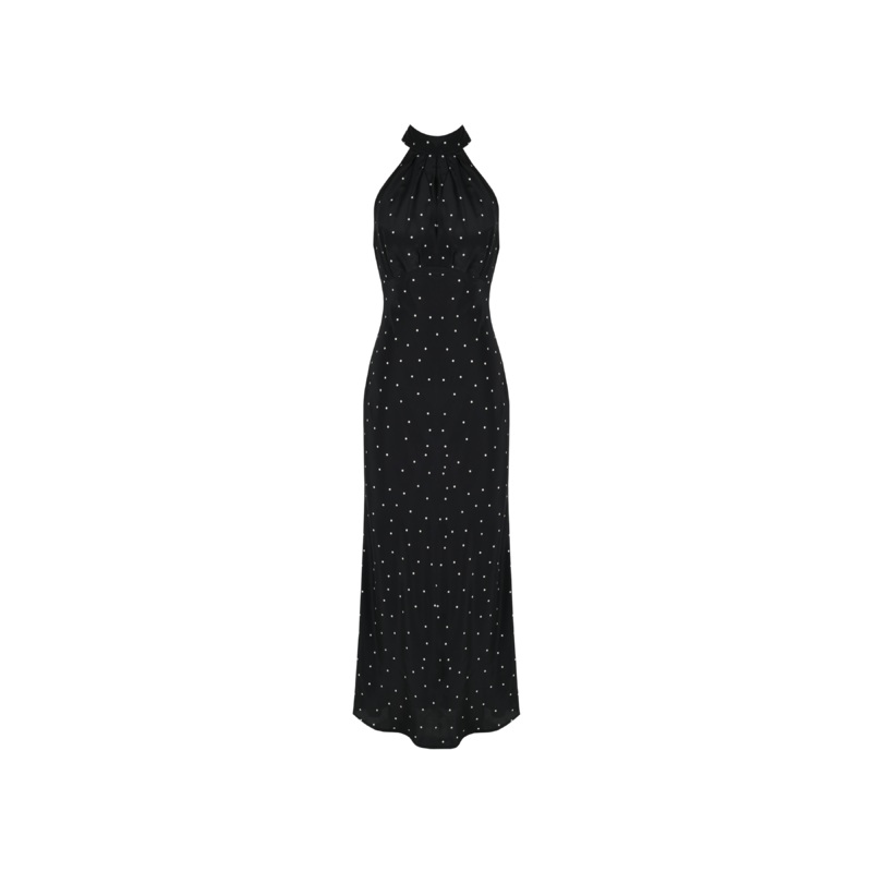 SYMPHONY SILK HALTER DRESS POLKA DOT