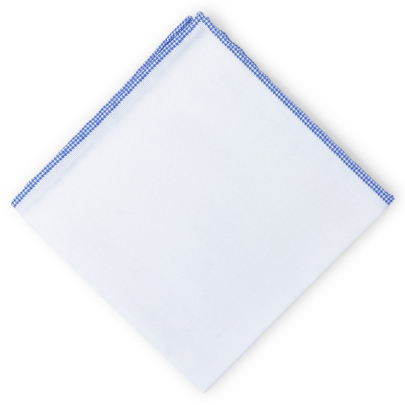 Tiny Check: Cotton Pocket Square – Blue