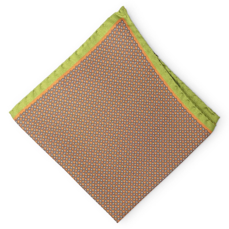 Tiny Pine: Silk Pocket Square – Orange