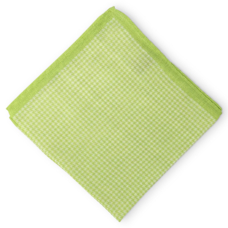 Checks: Silk/Wool Pocket Square – Lime