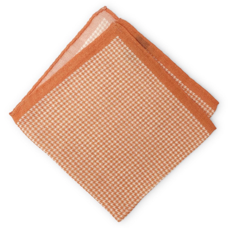 Checks: Silk/Wool Pocket Square – Orange