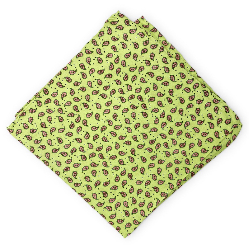 Dotted Pine: Silk Pocket Square – Green