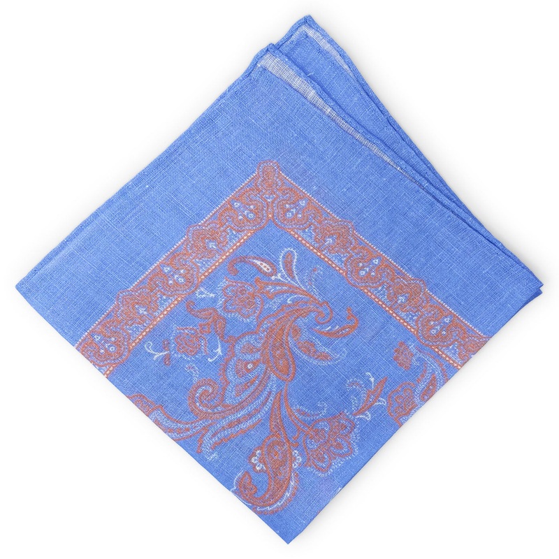 Elbow Beach: Linen Pocket Square – Blue