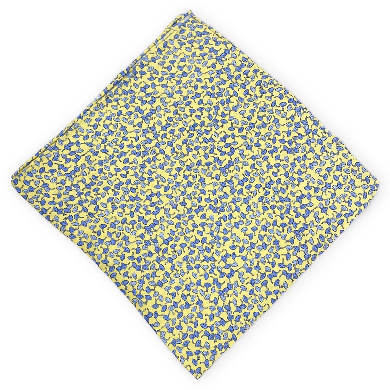 Gingko II: Silk Pocket Square – Yellow