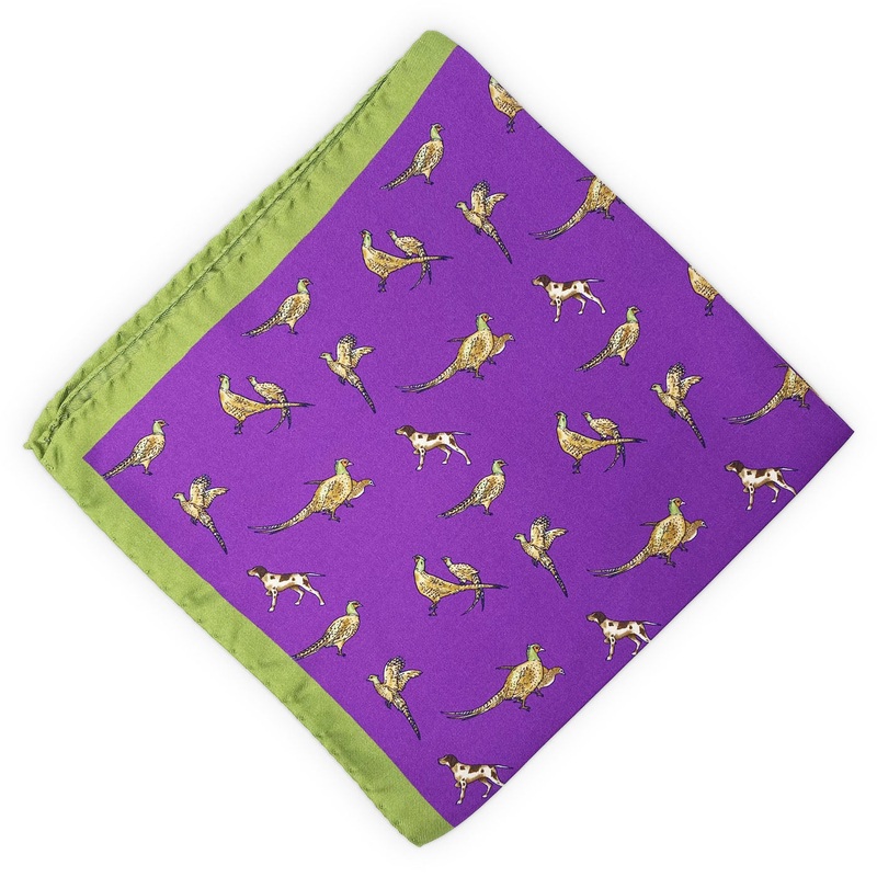 Partridge: Silk Pocket Square – Purple
