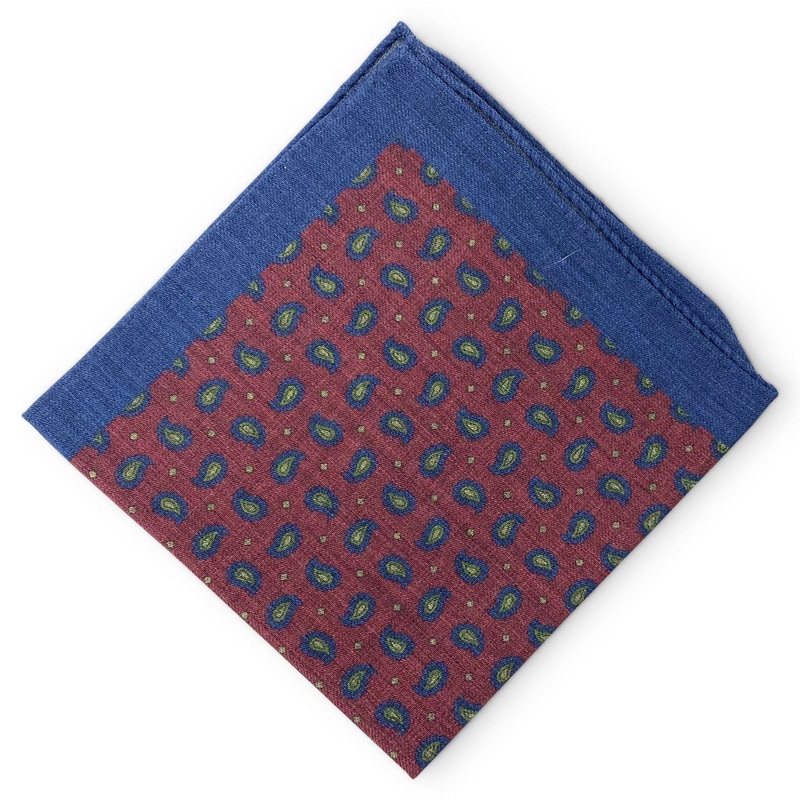 Pines: Silk/Wool Pocket Square – Blue