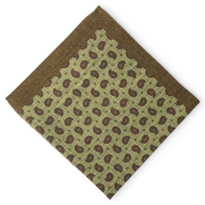 Pines: Silk/Wool Pocket Square – Brown