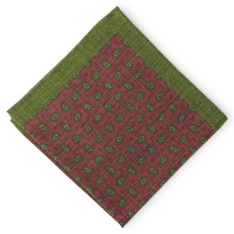 Pines: Silk/Wool Pocket Square – Green