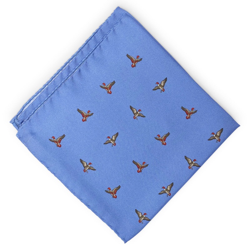 Red Heads: Silk Pocket Square – Blue/Red