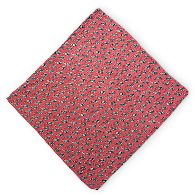 Spring Paisley: Silk Pocket Square – Red