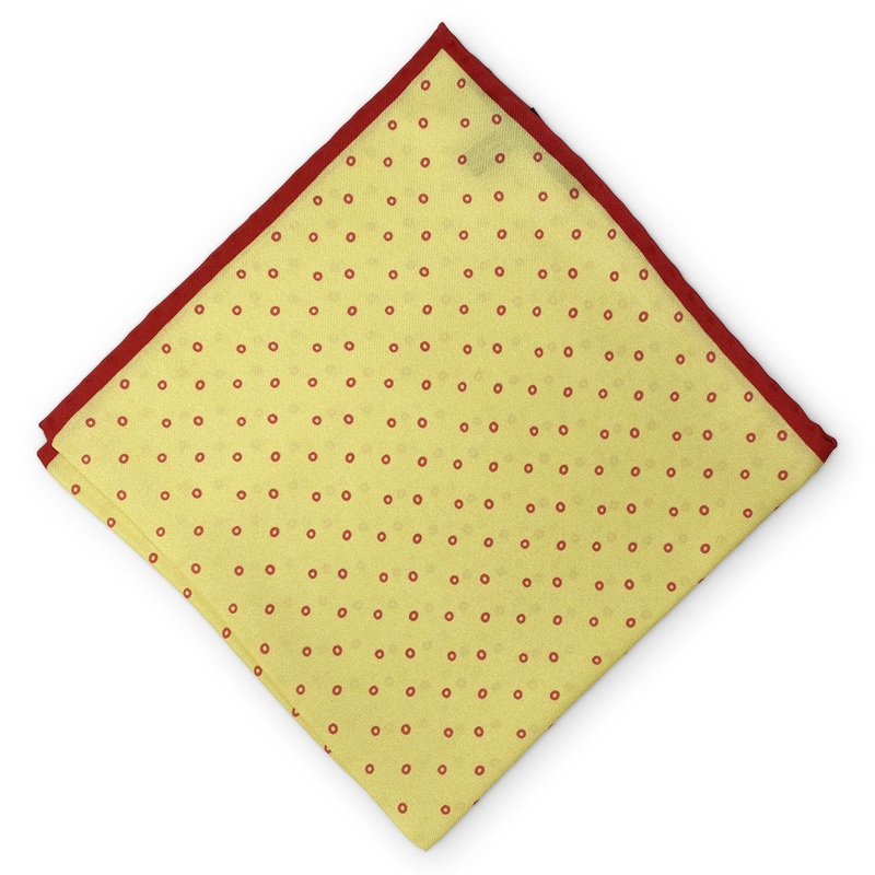 Tiny Circles: Silk Pocket Square – Yellow/Red