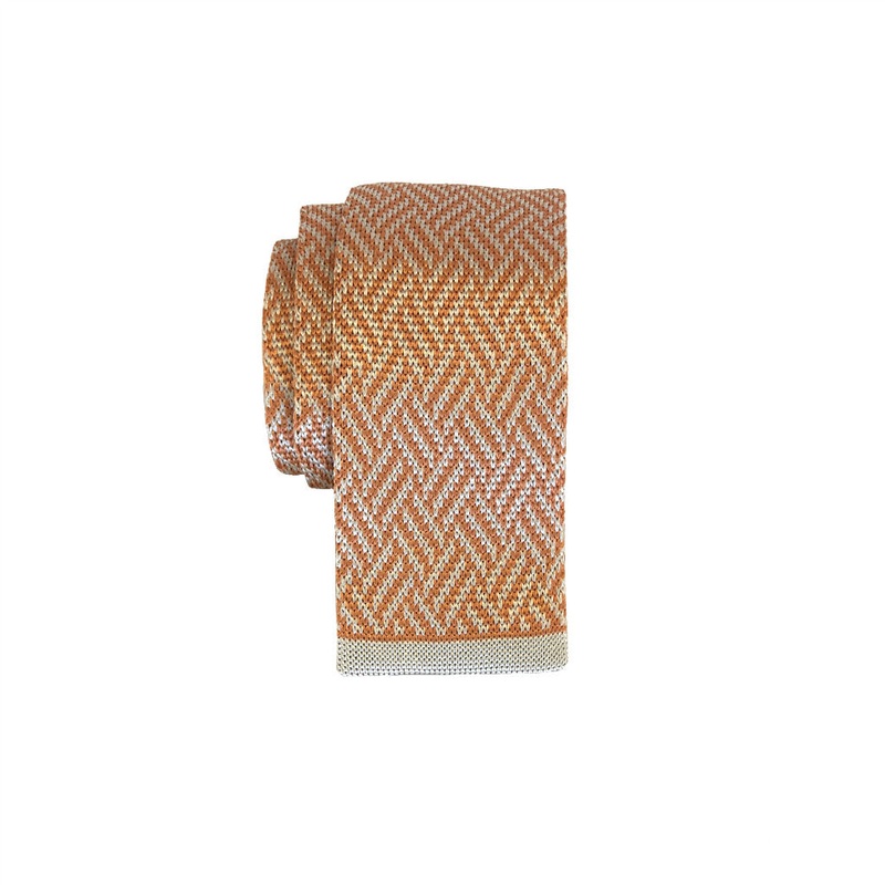 Basketweave – Knit Tie|Peach with Cream