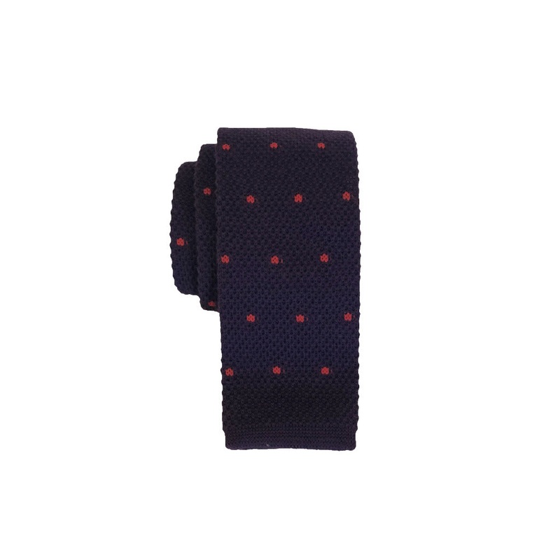 Dots – Knit Tie|Navy with Red