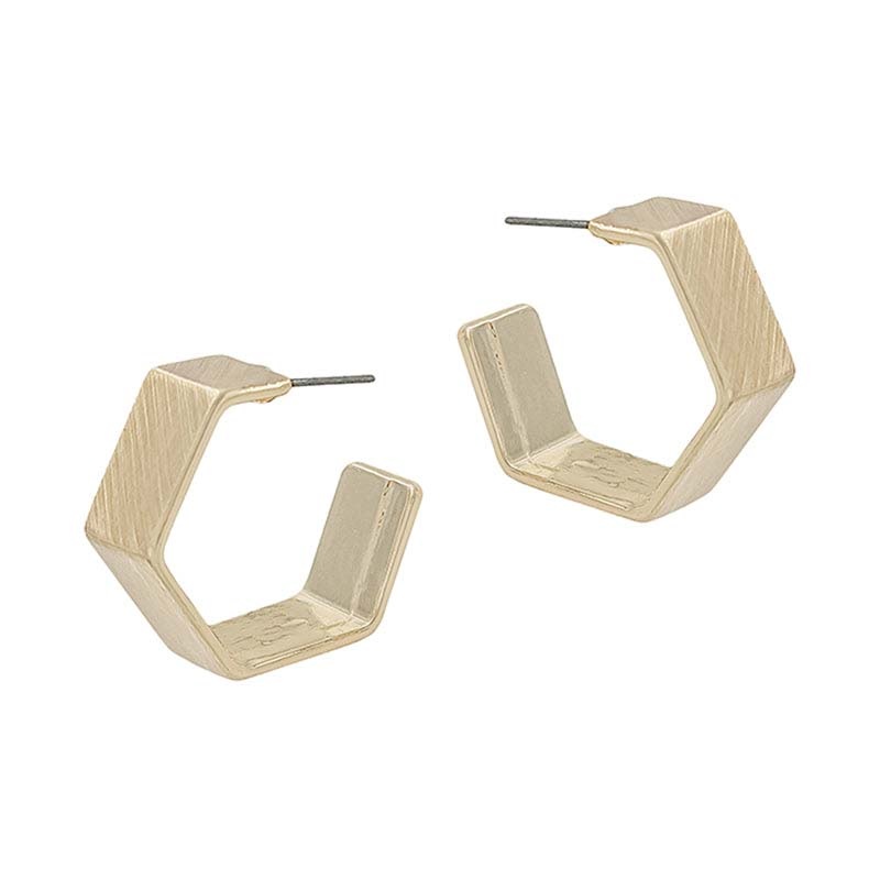 Matte Gold 1.25′ Hexagon Earrings