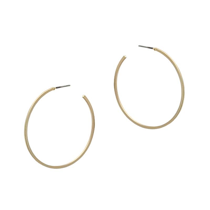 Matte Gold Thin Hoop Earrings|Default Title