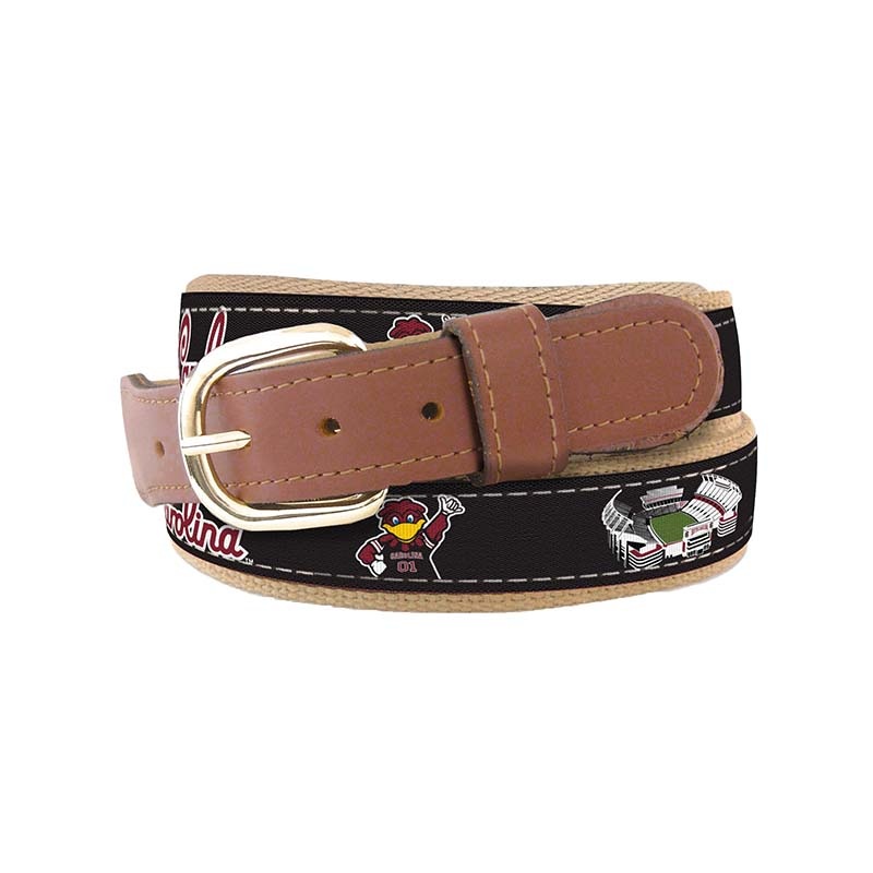 Black USC Stadium Ribbon Belt|30|32|34|36|38|40|42