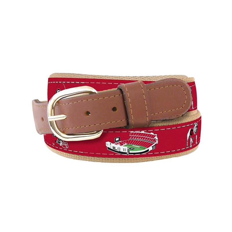 Red UGA Stadium Ribbon Belt|30|32|34|36|38|40|42