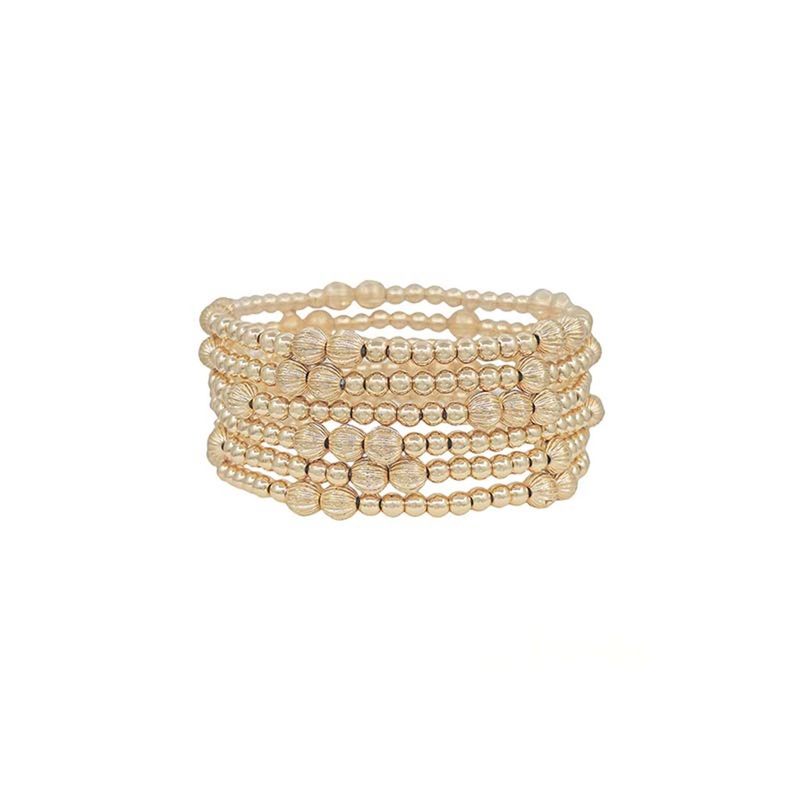Large Gold Beaded Bracelet Set