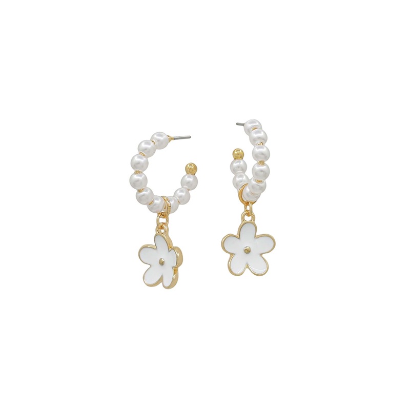 Pearl Flower Huggie Earrings|Default Title