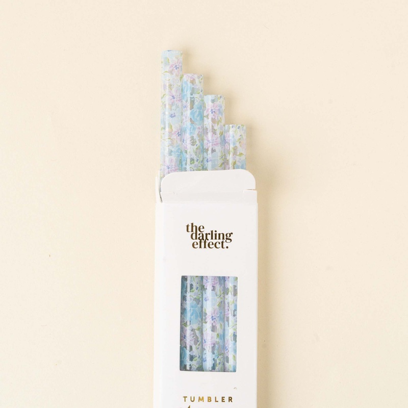 Secret Garden Blue 40oz Straw Set