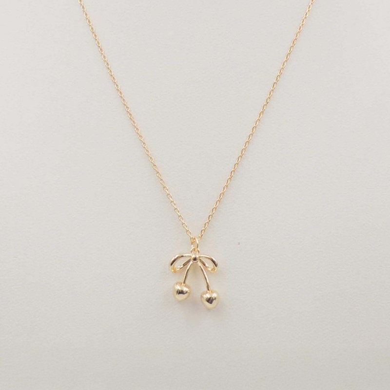 Mini Bow Cherry Gold Necklace|Default Title
