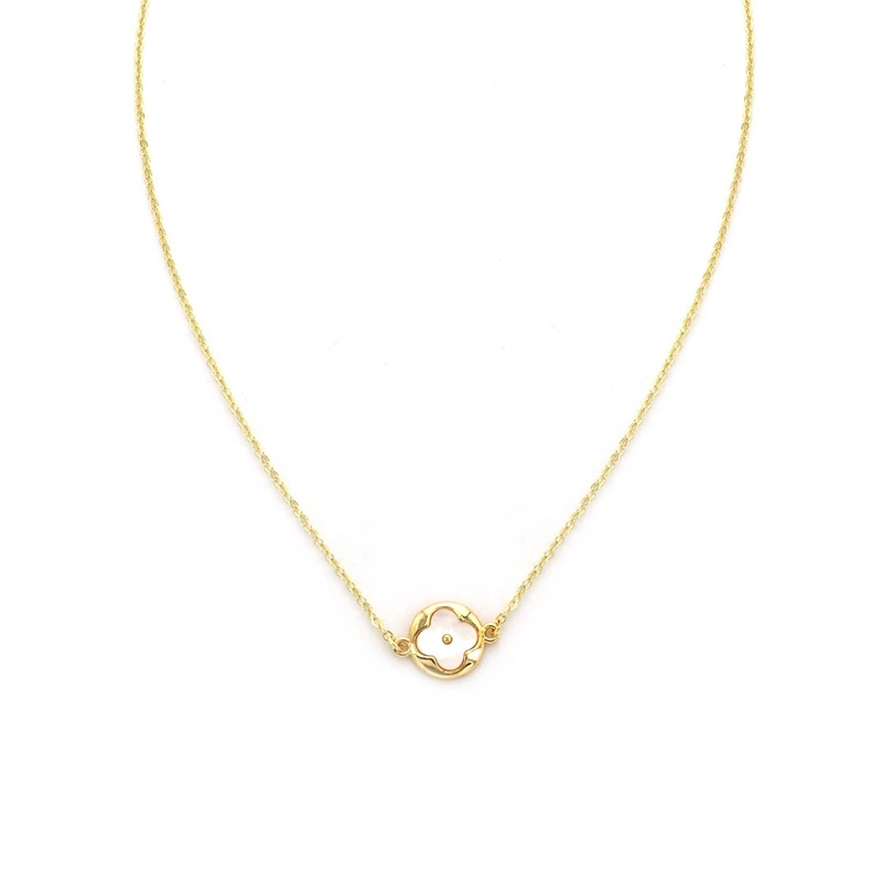 Mother of Pearl Clover Gold Necklace
