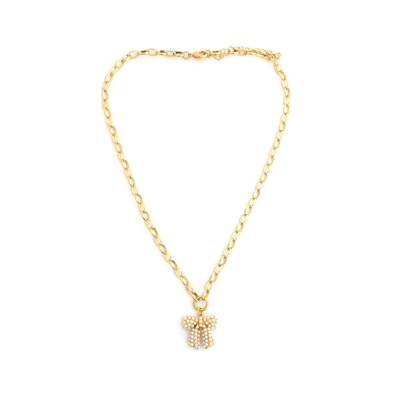 Pearl Bow Gold Necklace|Default Title