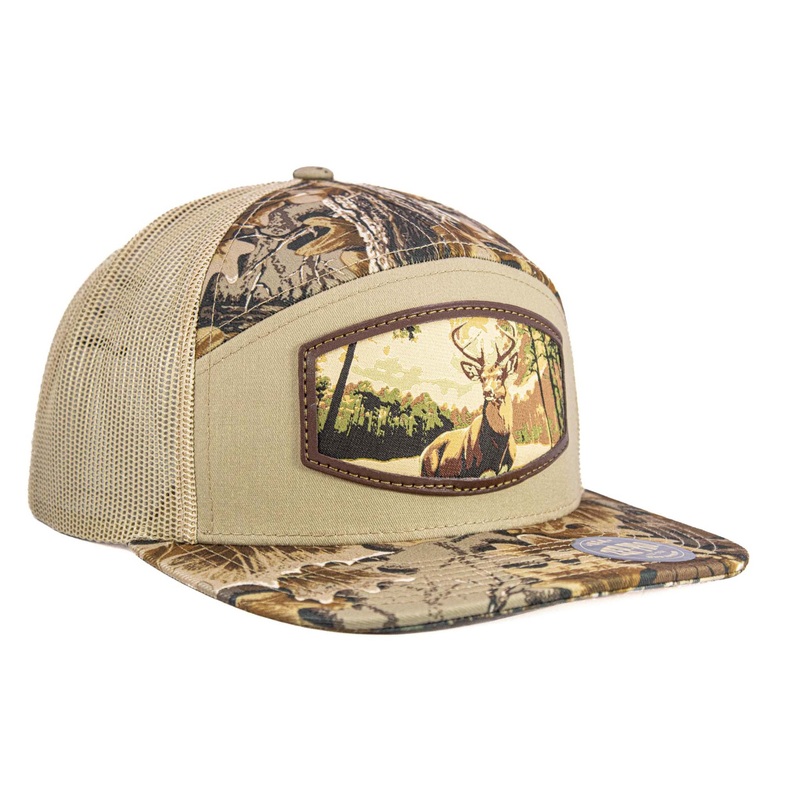 Buck Patch Camo 7 Panel Trucker Hat