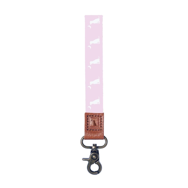 Dog and Moon Key Chain in Pink