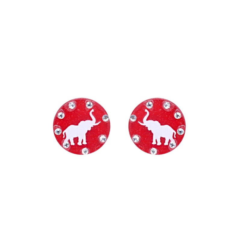 Elephant Flat Studs with Diamonds