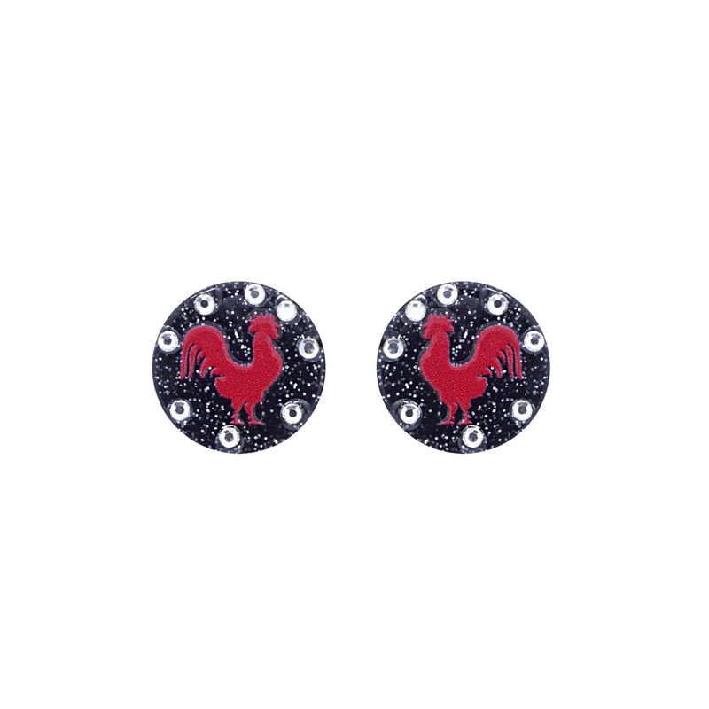 Gamecock Flat Studs with Diamonds