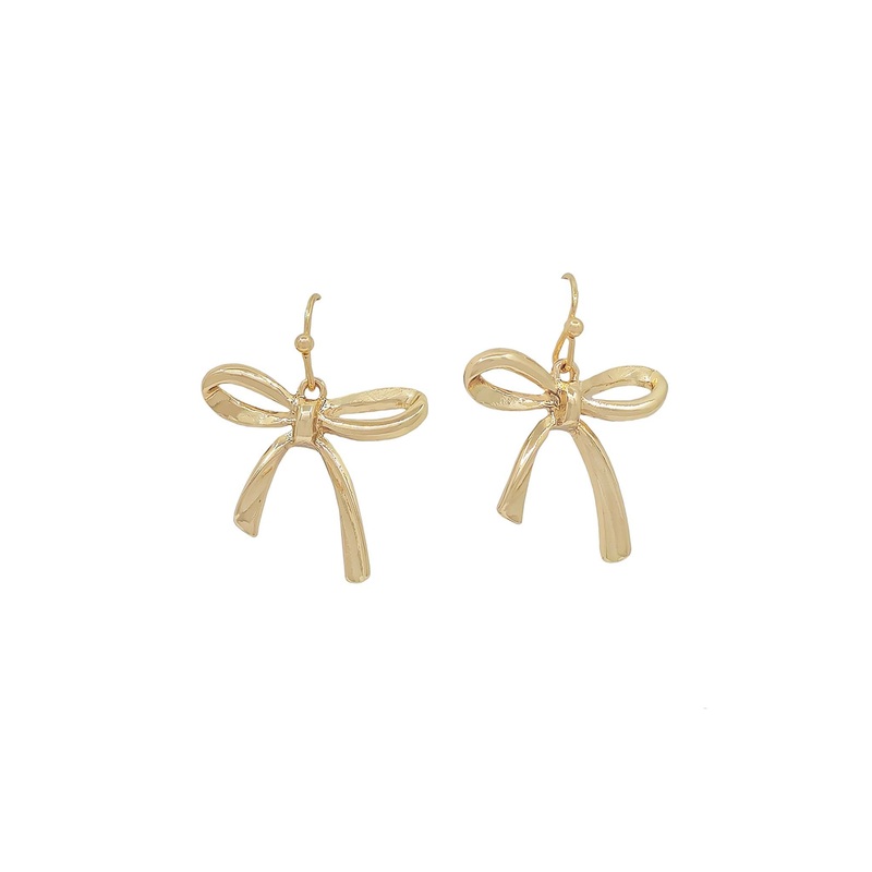 Gold Bow Dangle Earrings|Default Title