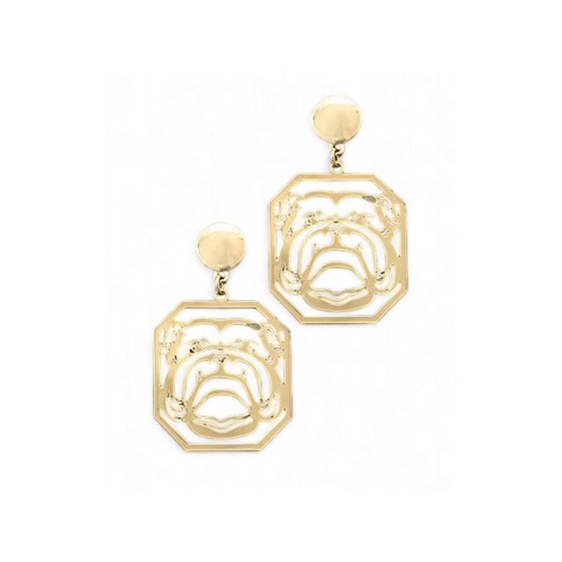 Gold Bulldog Filigree Earrings