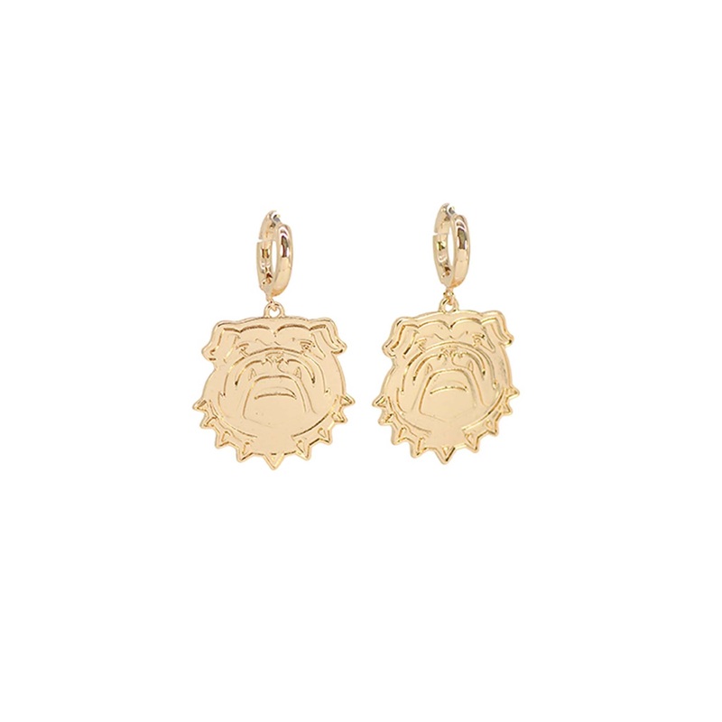 Gold Bulldog Huggies Earrings|Default Title