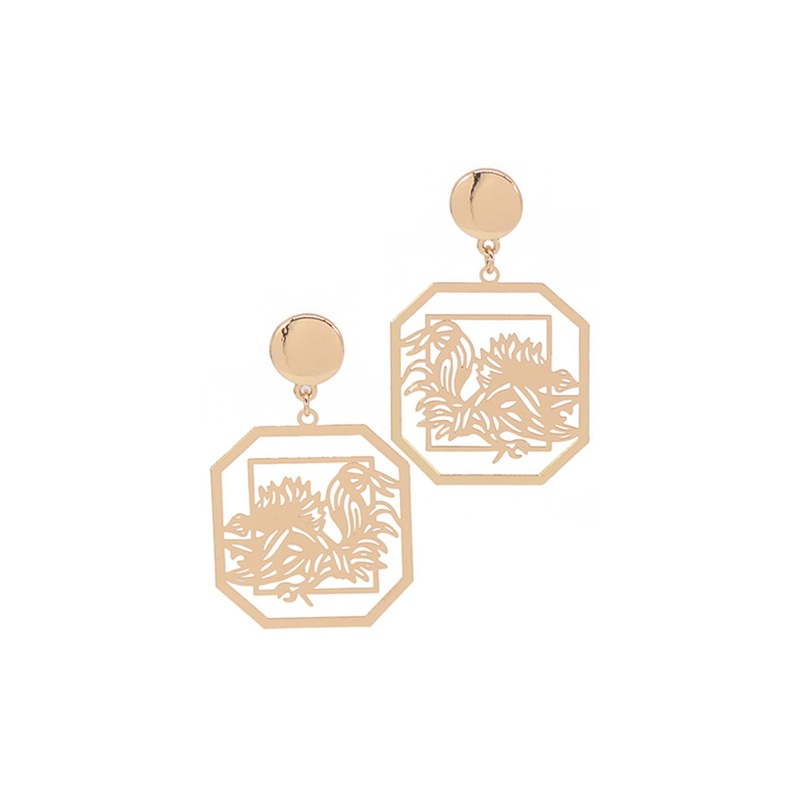 Gold Gamecock Filigree Earrings