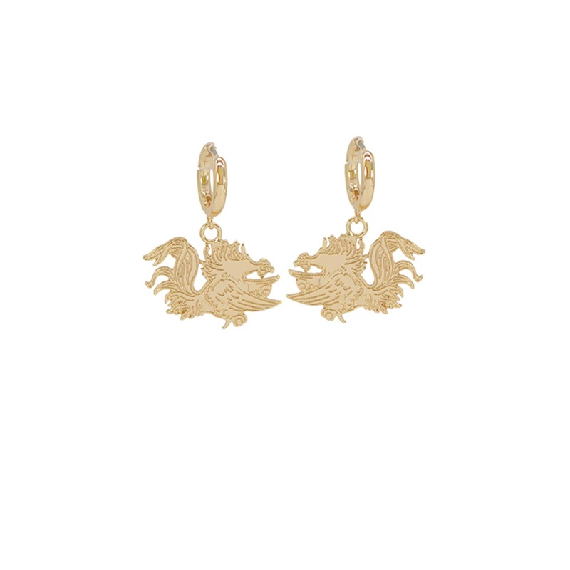 Gold Gamecock Huggies Earrings