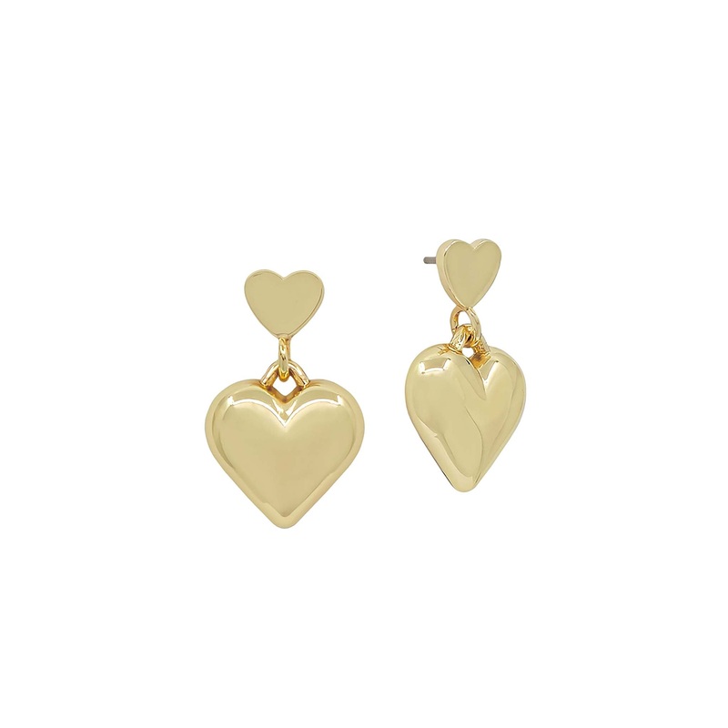Gold Heart Drop Earrings|Default Title