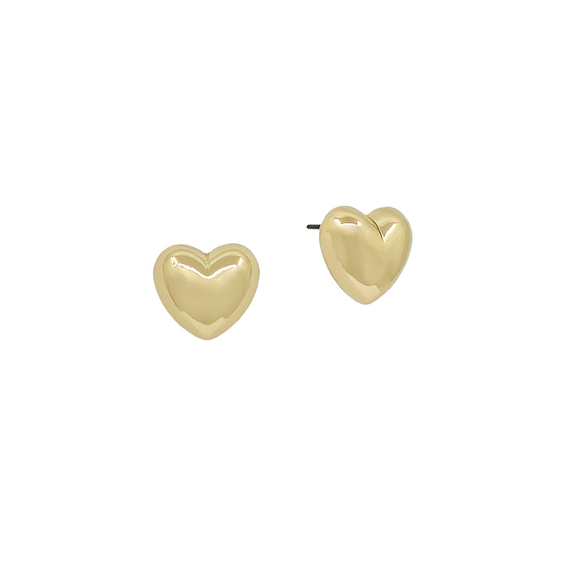Gold Puff Heart Stud Earrings|Default Title