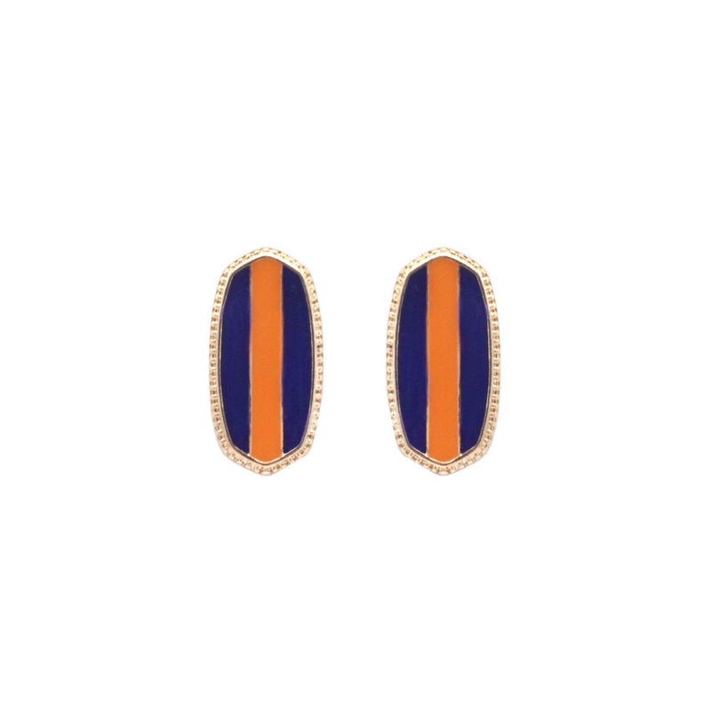 Orange and Navy Stud Earrings|Default Title