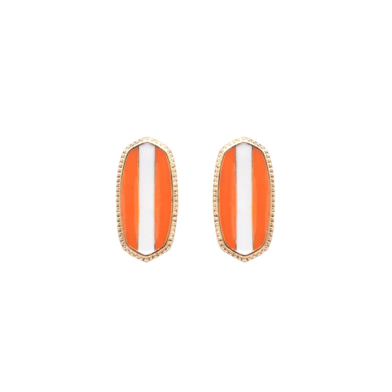 Orange and White Stud Earrings