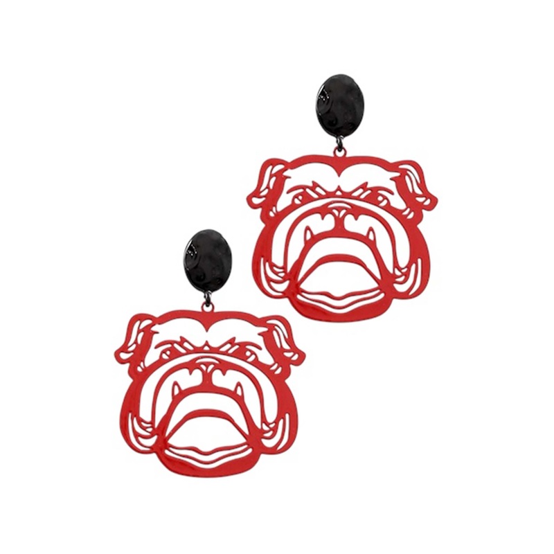 Red and Black Bulldog Filigree Earrings